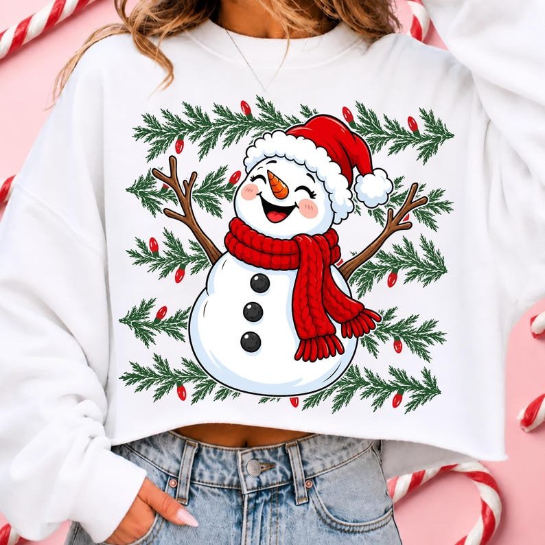 Cute Santa Hat Snowman PNG for Christmas sublimation projects