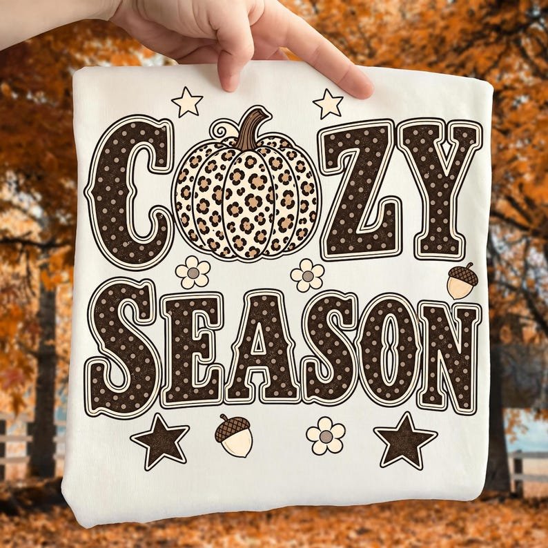 Cozy Season Leopard Pumpkin Fall Sublimation Design