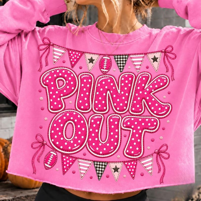 Pink Out Football Breast Cancer Awareness Sublimation Design